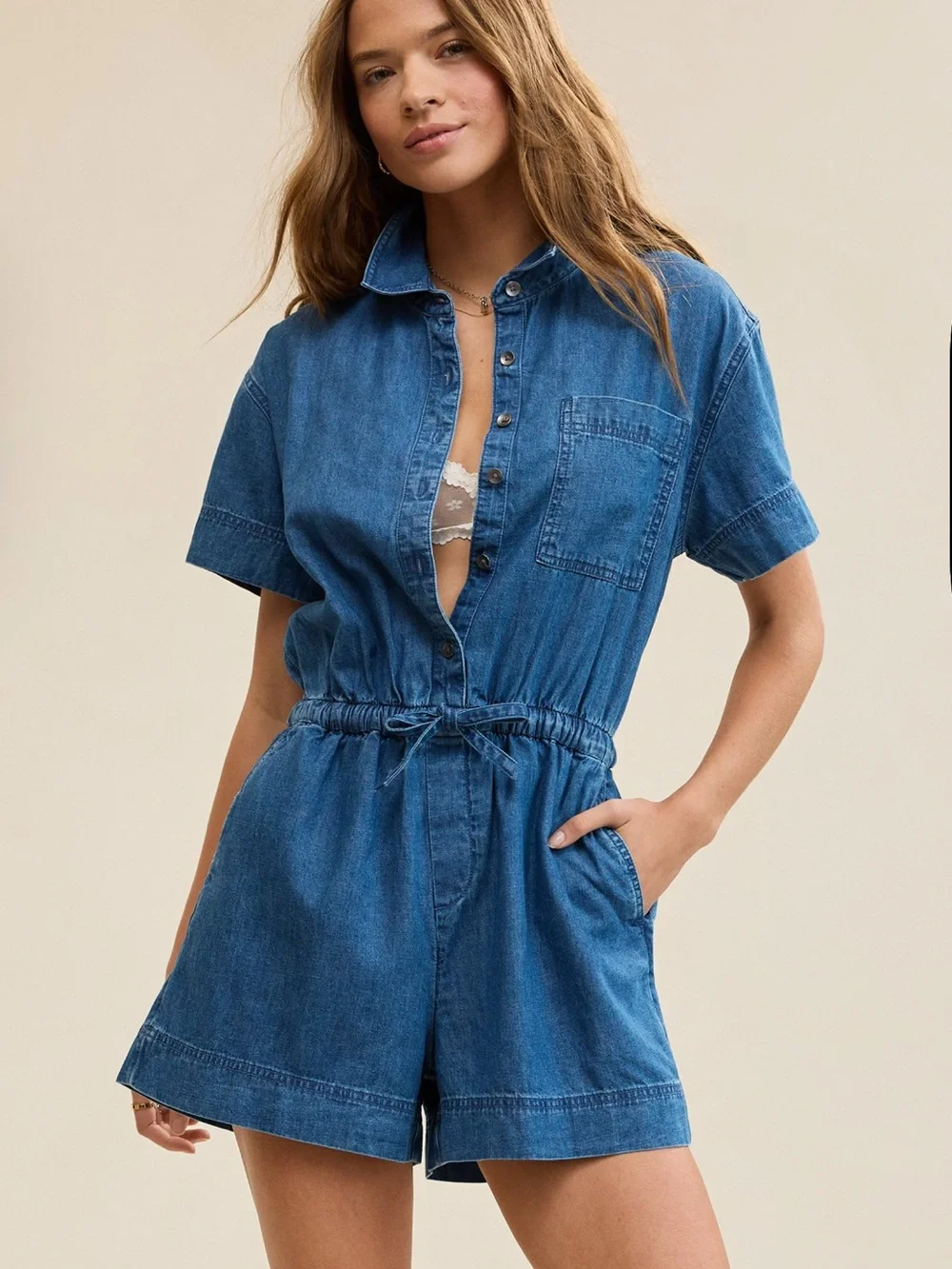 Aerie Chorewear Romper - Denim - Picture 3 of 7